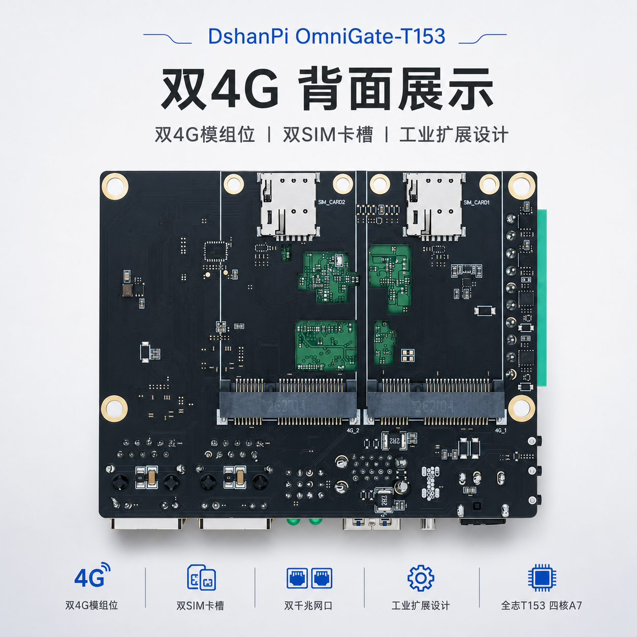 OmniGate-T153 背面双 4G 模块位