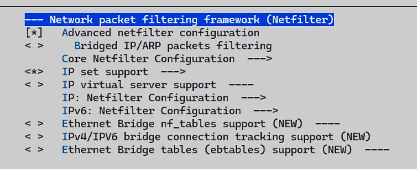 netfilter-kernel部分配置